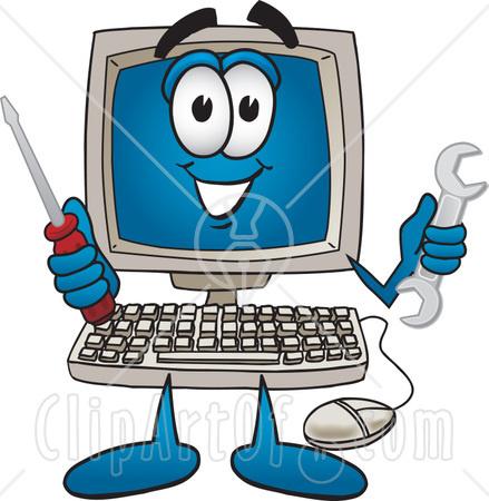 12906-Clipart-Picture-Of-A-Desktop-Computer-Mascot-Cartoon-Character-Holding-A-Wrench-And-Screwdriver_full